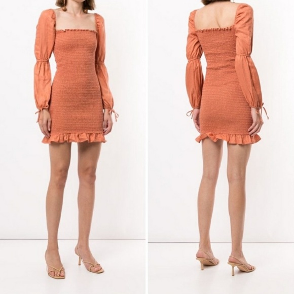 Reformation Hilary Dress in Salmon - Picture 3 of 10